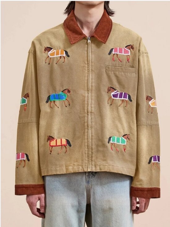Anthropologie Jackets & Blazers - Anthropologie Found Lariat Horse Graphic Embroidered Work Cotton Jacket size S